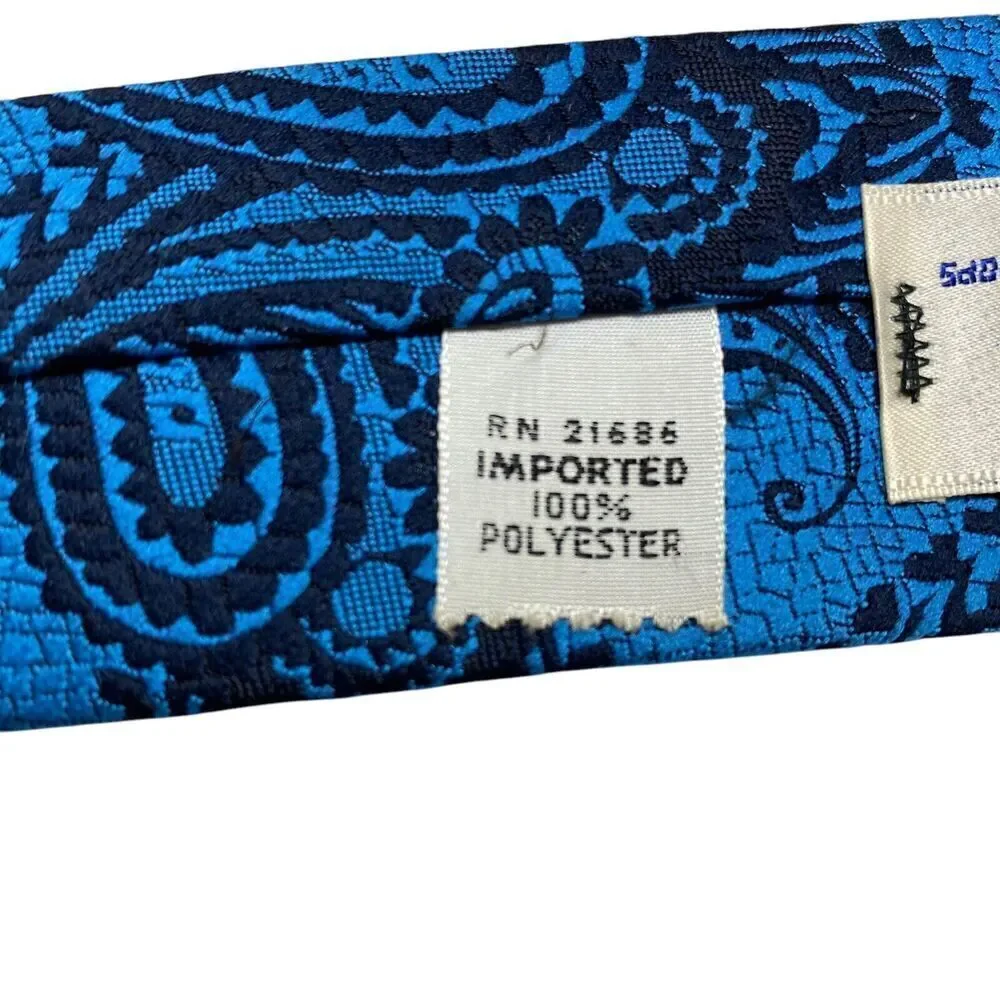 Tie Men's Necktie Polyester Blue Black Paisley Mod Disco 70's